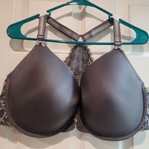 44DDD Grey front Clasp pushup racer back bra